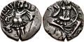 Silver stater of Toramana II, Kashmir style, mid-late 6th century.