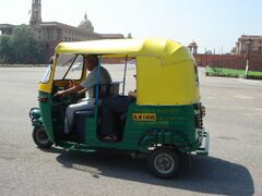 CNG green auto rickshaw in New Delhi