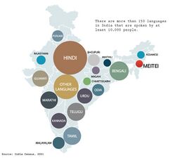 The main languages of India by relative numbers of speakers