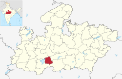 Location of Harda district in Madhya Pradesh