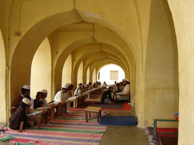 The Madrasah of the Masjid-i-Ala mosque in Srirangapatna, Karnataka. The mosque was built in the period 1786–87, during the rule of Tipu Sultan.