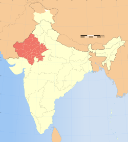 Location of Rajasthan in India