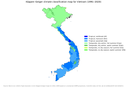 An image of the Köppen climate classification map of Vietnam