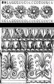 Greek frieze designs: Top: Kyanos frieze from Tiryns. Bottom: Frieze of the Erechtheion in Athens (4th century BCE).